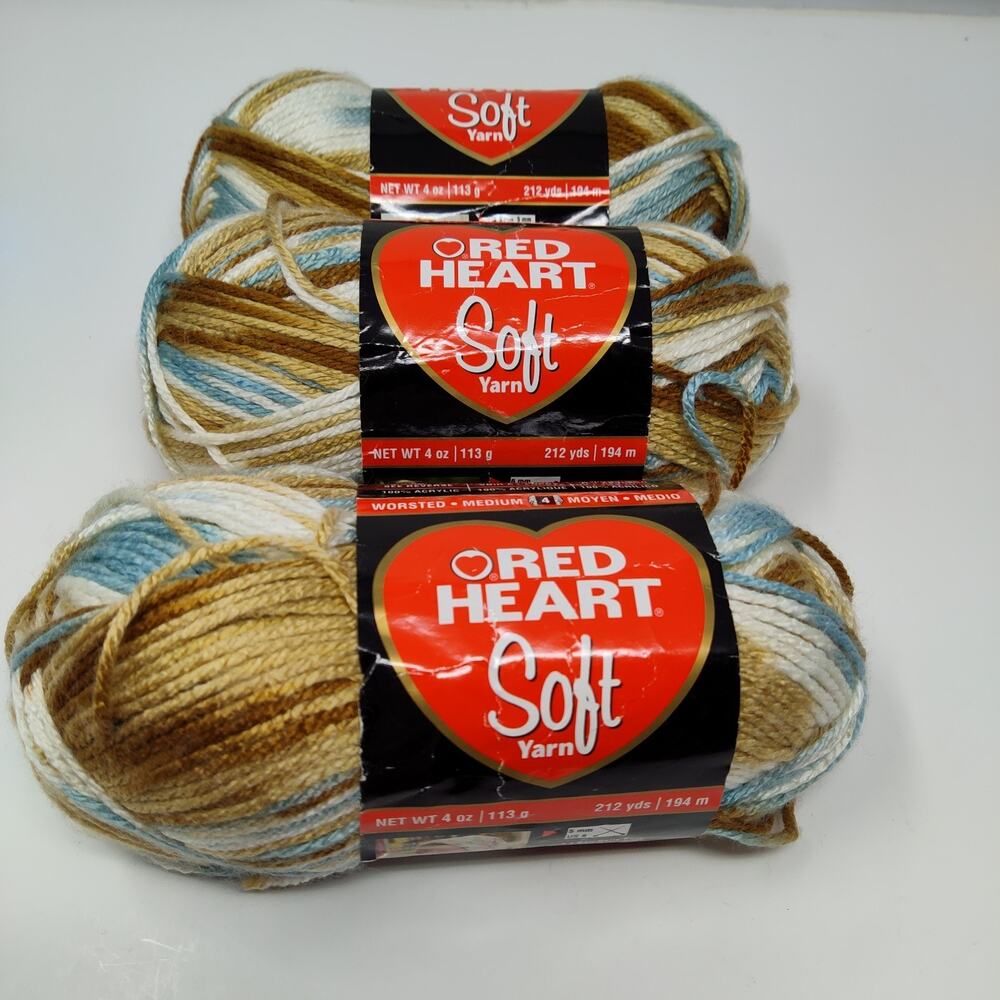 3X Red Heart Soft Yarn Icy Pond Lot of 3 Skeins Acrylic 4oz - 212 yards each